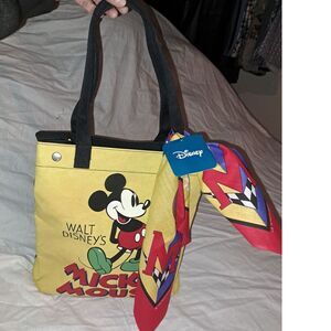 NWT- Mickey Mouse Large 12-inch Purse-Football Bag with Mickey Neckerchief